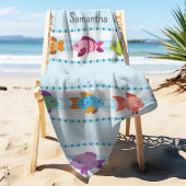 Serviette De Plage Vagues tropicales de l'océan des poissons