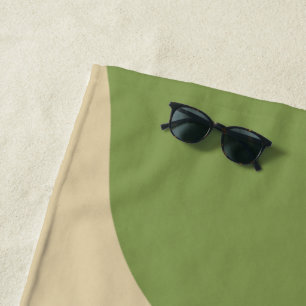 Serviette De Plage vagues, vert, noir et beige courbes colorées