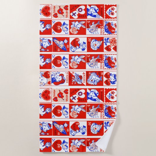 Serviette De Plage Valentine Retro Love Hugs Motif (Devant)