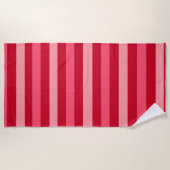 Serviette De Plage Valentines rayures rouge et rose (Devant)
