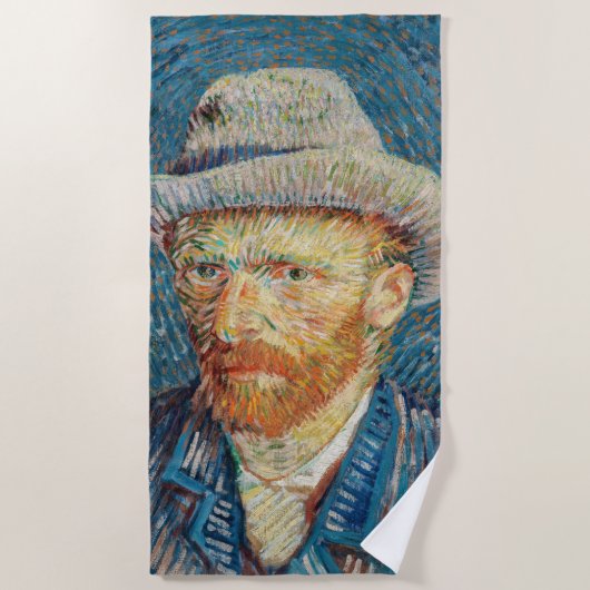 Serviette De Plage Van Gogh - Autoportrait avec un Casquette gris (Devant)