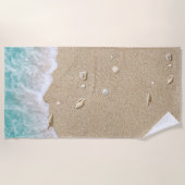 Serviette De Plage Vaves de plage Turquoise (Devant)