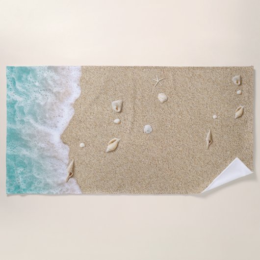 Serviette De Plage Vaves de plage Turquoise (Devant)
