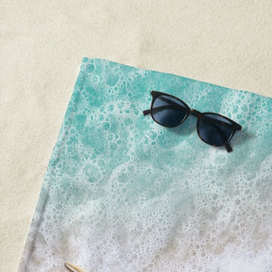 Serviette De Plage Vaves de plage Turquoise (En situation)