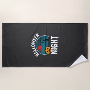 Serviette De Plage Vecteur d'arbre de citrouille de nuit d'Halloween