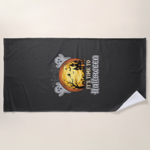 Serviette De Plage Vecteur de lune hantée Halloween fantômes et cimet