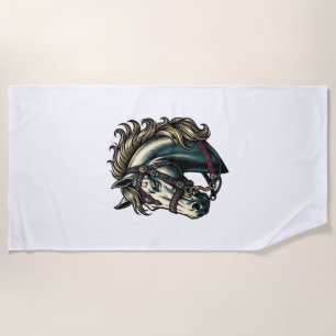 Serviette De Plage Vecteur de tête de cheval de gravure vintage
