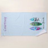 Serviette De Plage Venice Beach California Surfboards Personnalisé (Devant)