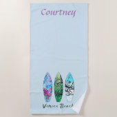 Serviette De Plage Venice Beach California Surfboards Personnalisé (Devant)