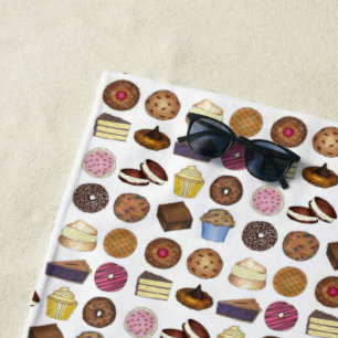 Serviette De Plage Vente de gâteau beignets Cupcake Crème Puff Pie de