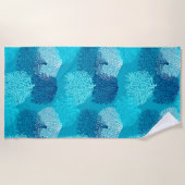 Serviette De Plage Ventilateur Coral Imprimer, Turquoise, Aqua et Ble (Devant)