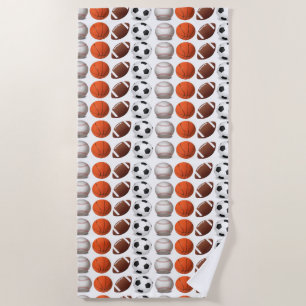 Serviette De Plage Ventilateur sportif Couleur complète Boules de spo