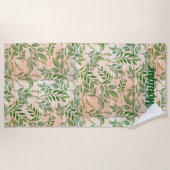 Serviette De Plage Verdure Abstraite sur Faux Wood Arrière - plan (Devant)