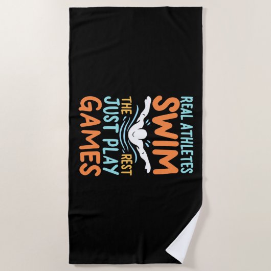 Serviette De Plage Véritables sportifs nager (Devant)