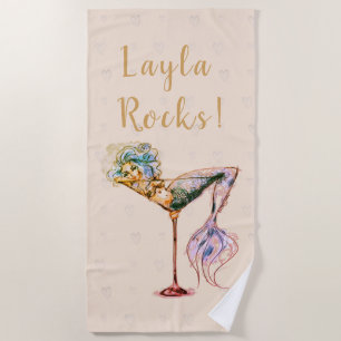 Serviette De Plage Verre de sirène à chair pâle