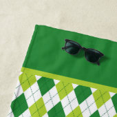 Serviette De Plage Vert Argyle (En situation)