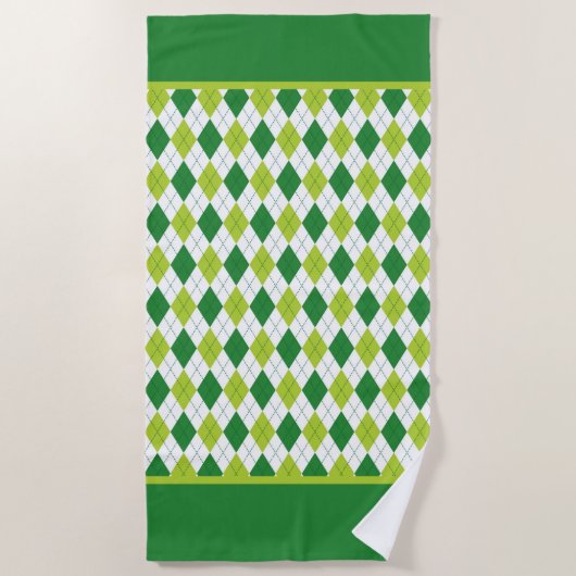Serviette De Plage Vert Argyle (Devant)
