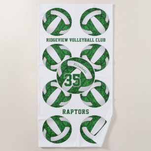 Serviette De Plage vert blanc équipe couleurs cadeaux girly volleybal