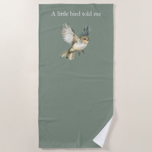 Serviette De Plage Vert Blanc Un Petit Oiseau Me L'a Dit