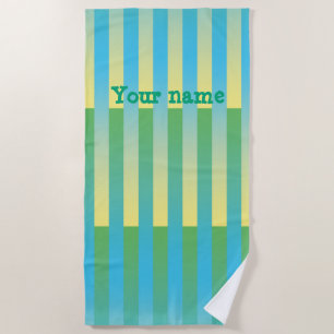 Serviette De Plage Vert bleu jaune Personnaliser Motif rayé