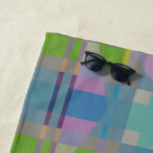 Serviette De Plage Vert bleu violet géométrique (En situation)