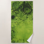 Serviette De Plage Vert Citron Grunge avec Accents Noirs (Devant)