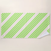 Serviette De Plage Vert citron vert et beige cinq rayures motif (Devant)