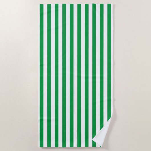 Serviette De Plage Vert classique et blanc rayé (Devant)
