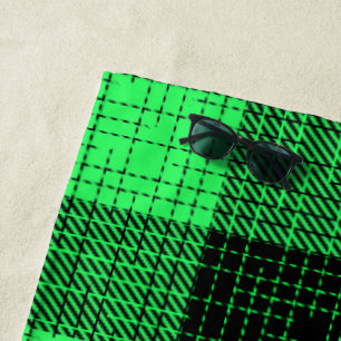 Serviette De Plage Vert Croix à carreaux Noir Buffalo Check