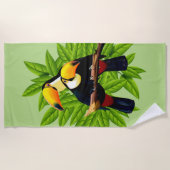 Serviette De Plage Vert de duo de toucan (Devant)