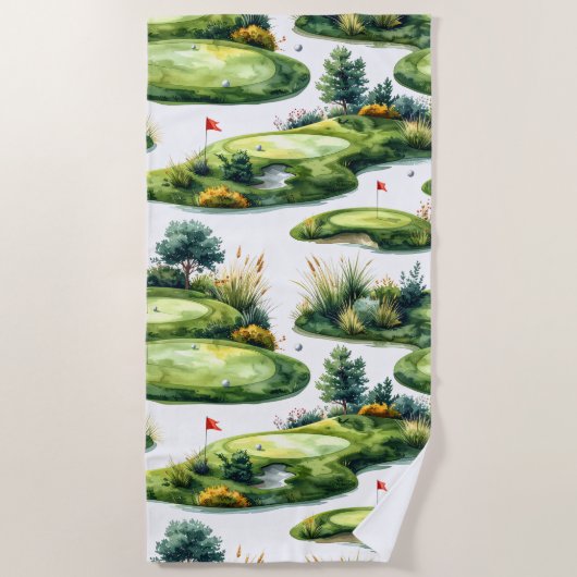 Serviette De Plage Vert de putting de golf (Devant)