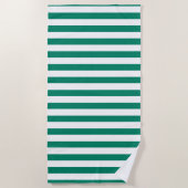 Serviette De Plage Vert émeraude bleu foncé rayures été (Devant)