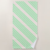 Serviette De Plage Vert et beige cinq rayures motif (Devant)