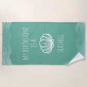 Serviette De Plage Vert et blanc ma pierre porte-bonheur est un (Devant)