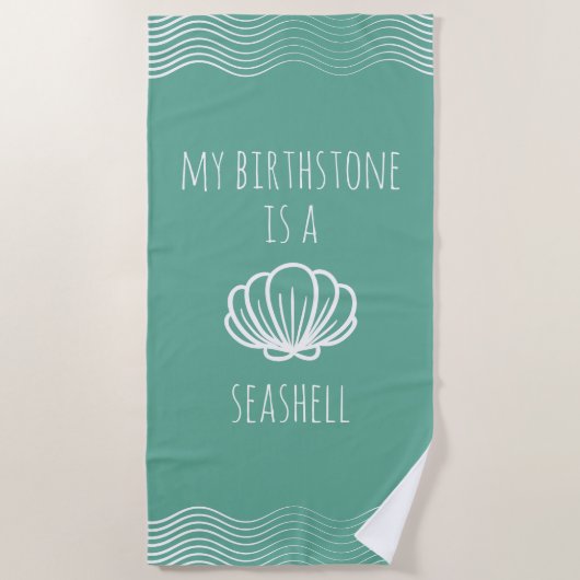 Serviette De Plage Vert et blanc ma pierre porte-bonheur est un (Devant)