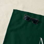 Serviette De Plage Vert foncé uni élégant décontracté propre nom (En situation)