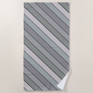 Serviette De Plage Vert gris avec des rayures noires sur papier aquar