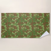 Serviette De Plage Vert Ivy Gold Brown Plaid (Devant)