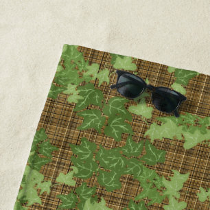 Serviette De Plage Vert Ivy Gold Brown Plaid