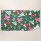 Serviette De Plage Vert Noël mignon (Devant)