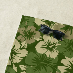 Serviette De Plage Vert olive floral hawaïen de ketmie épique Aloha -