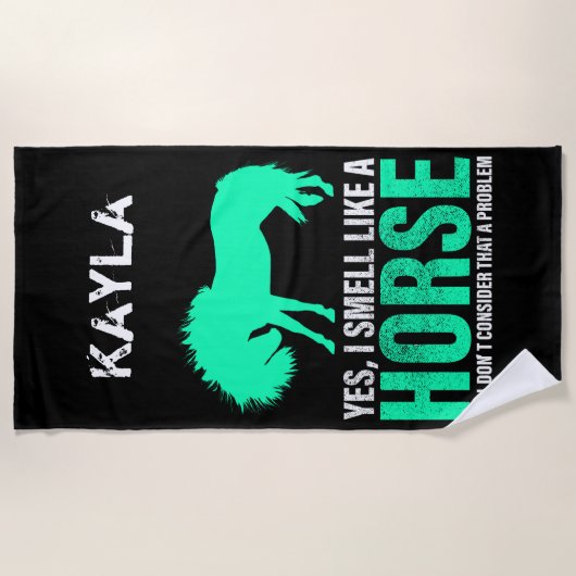 Serviette De Plage Vert Oui Je Sens Comme Un Cheval Personnalisé (Devant)
