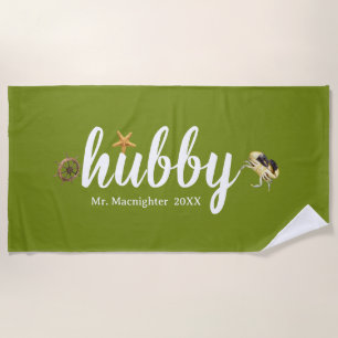Serviette De Plage Vert personnalisé avec les créations océaniques