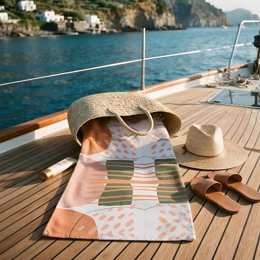 Serviette De Plage Vert sauge terracotta moderne boho abstrait