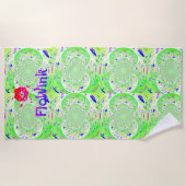 Serviette De Plage Vert Trippy Funky (Devant)
