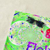 Serviette De Plage Vert Trippy Funky (En situation)