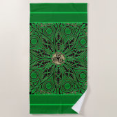 Serviette de plage verte de mandala de Kelly (Devant)