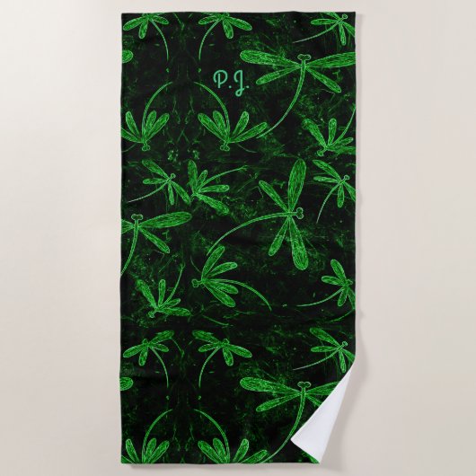 Serviette de plage verte Flit Neon (Devant)