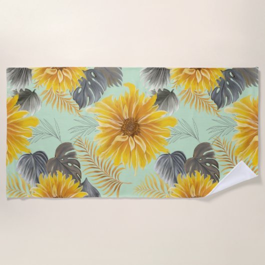 Serviette De Plage Vibe de tournesol (Devant)
