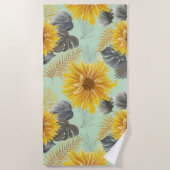 Serviette De Plage Vibe de tournesol (Devant)